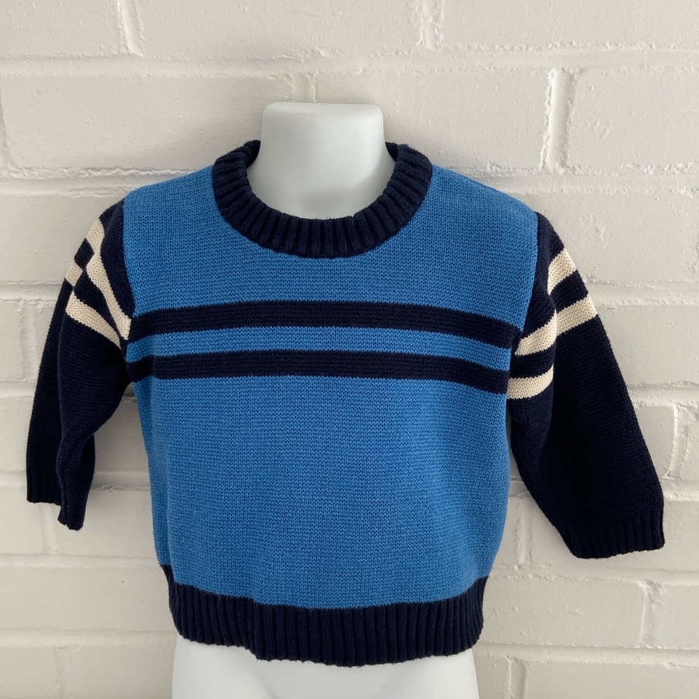Baby Gap Boy Classic Navy Blue/Bright Blue Striped Sweater Size 18-24 Months